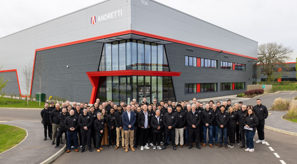 Andretti Cadillac UK staff gather outside new Silverstone facility